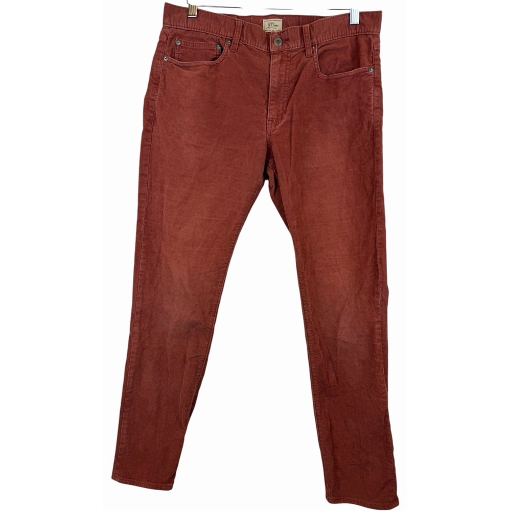 J‎ Crew 484 Corduroy Pants Men 33x32 Rust/Salmon Slim Fit Traditional 5-Pocket